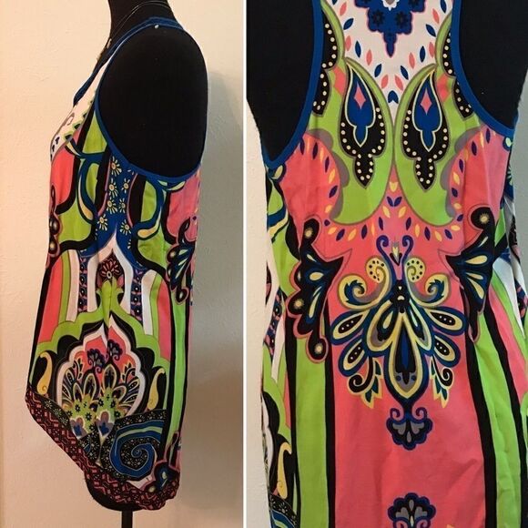 Vibrant Neon Butterfly Tank - high low - Picture 2 of 2